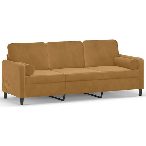 Maison Exclusive - Divano a 3 Posti con Cuscini Marrone 180 cm in Velluto