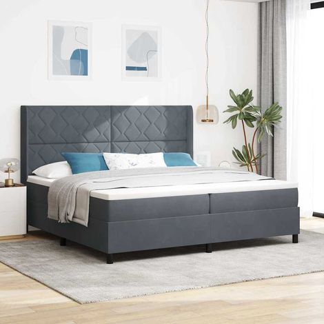 Cama tipo Box Spring Gris oscuro 200 x 200 cm Terciopelo (1/5)