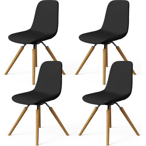Housse de Chaise Scandinave, 4PCS Housses de Chaise de Salle à Manger Amovible Lavables, Extensible Universel Couverture de Chaise écor de Cuisine Maison (Black) (1/5)