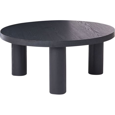 Coffee Table Black Particle Board Round Smooth Top ø 80 cm Modern Scandinavian Design Living Room MAUMEE