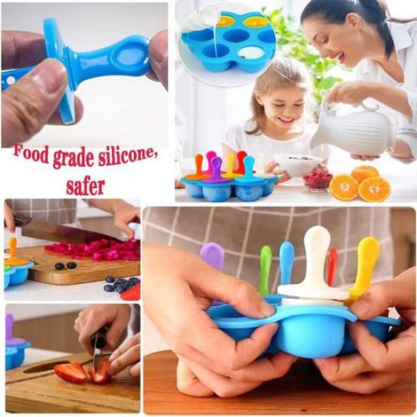 Moule À Glaces - Silicone Alimentaire - Pour Popsicles Et Mini Glaces - 7 Cavités Avec Bâtonnets - Résistant De -40 °C À +240 °C (1/5)