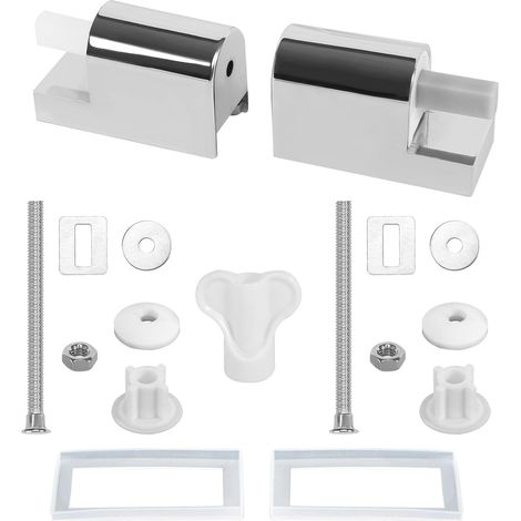 Fixation Abattant WC, Lot de 2 Charniere Abattant WC Charnières Universelles pour Siège de Toilette, Charnières De Siège De Toilette à Fermeture Douce Kit Fixations Remplacement (1/5)