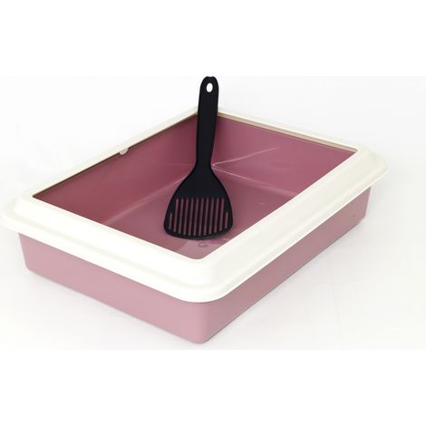 Lettiera Toilette Per Gatti Rettangolare 44x34x11cm Con Paletta Mod 700092 Rosa (1/4)