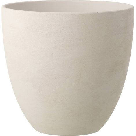 Cache pot rond blanc extra large en poterie - Blanc (1/3)
