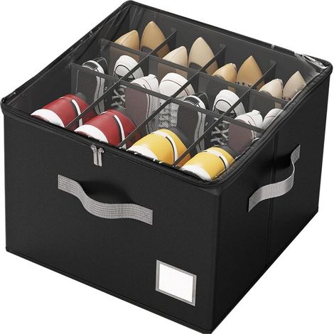 (Noir) Organisateur de Chaussures, Boîte Rangement Chaussures pour Placard, Boîtes à Chaussures avec Couvercle Transparent et Poignées Renforcées (1/5)