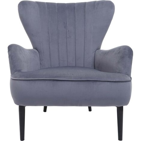 Poltrona lounge relax elegante seduta imbottita HHG-737 velluto grigio