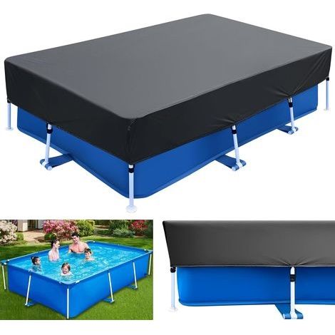 Bâche de piscine rectangulaire - 220 x 150 cm - Rectangulaire - Été et hiver - Pour piscine à cadre rectangulaire (1/5)