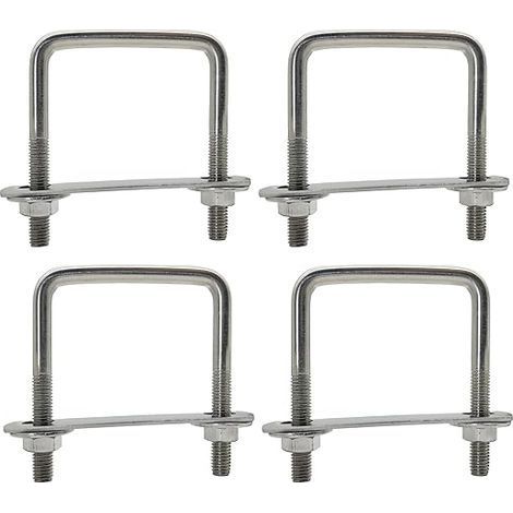 Boulons En U Carré M8 60mmx80mm U-Bolts M8, Diamètre intérieur 60mm, U-Boulons En Acier Inox Avec écrou Et Plaque De Cadre, Boulon En U Pour Fixation De Planches Et Tuyaux (M8-60x80mm) (1/5)