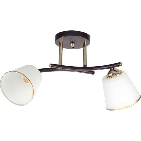 Plafonnier déco noir/or 2xE27 globes blancs Candellux (1/3)