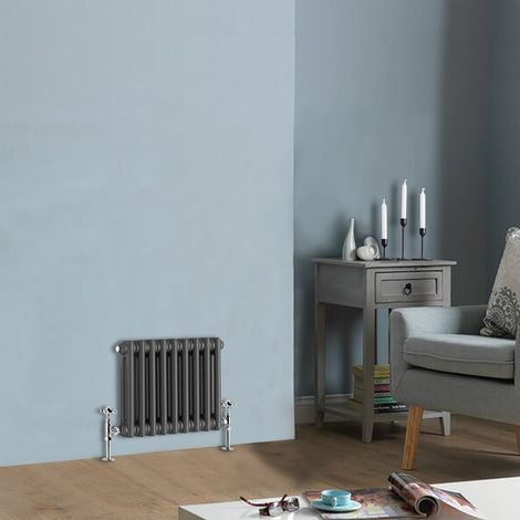 Traditional Anthracite Horizontal Cast Iron Style Radiator Double Column 300 x 425mm (1/4)