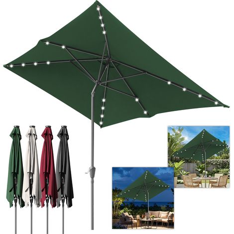 SWANEW 200 x 300 cm ombrellone da giardino ombrellone pieghevole da mercato ombrellone a manovella con meccanismo a manovella ferro,Verde (1/5)