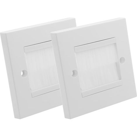 2 pièces Prise Murale Multimédia, Boîtier de Raccordement avec Ouverture à Brosses, Plaque Murale pour Câbles HDMI, TV, Console de Jeu, Home Cinéma, Installation Facile, 85x85mm (1/5)