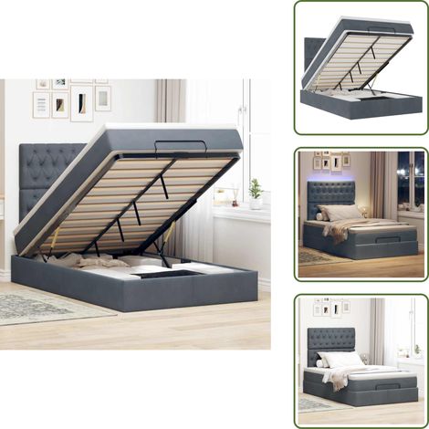 Cadre de lit ottoman avec matelas gris foncé 120x190 cm velours - Lit Ottoman - Lits Ottomans - Cadre De Lit - Cadre De Lit Avec Rangement (1/5)
