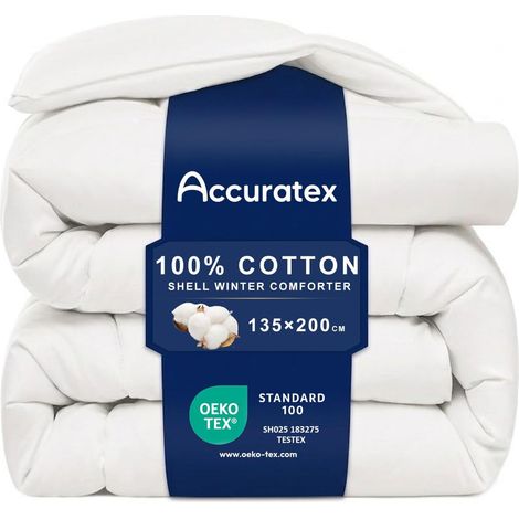 Couette d’Hiver 450 g/m², enveloppe 100% Coton, 135×200 cm (1/5)
