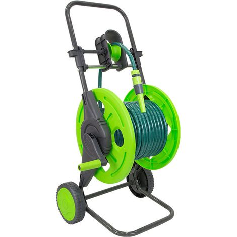 Chariot Enrouleur de Tuyau avec 2 Roues - Support Mobile en Plastique, pour Stockage Extérieur de Tuyau
