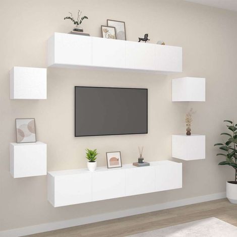 Ensemble de meubles TV 8 pcs-Banc TV-Meuble Télé Blanc Bois d'ingénierie 898376 (1/5)
