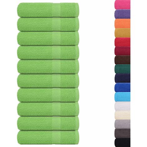 Serviettes de douche 10 pcs,Serviettes de bain vert pomme 70x140 cm 100% coton CFW697527 (1/5)