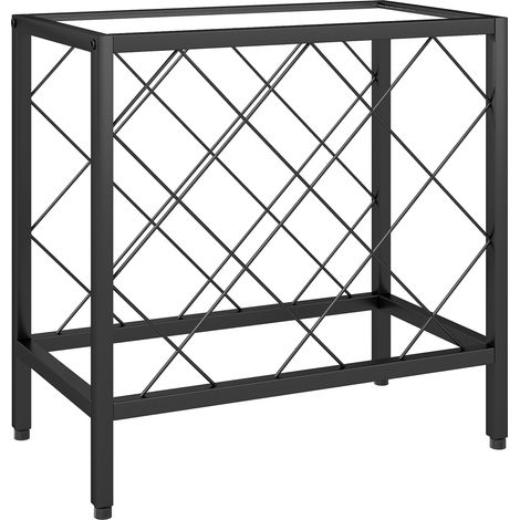 GagaCasier a vin pour 10 bouteilles en acier noir avec plateau en verre trempe 41x22x41 cm (1/5)