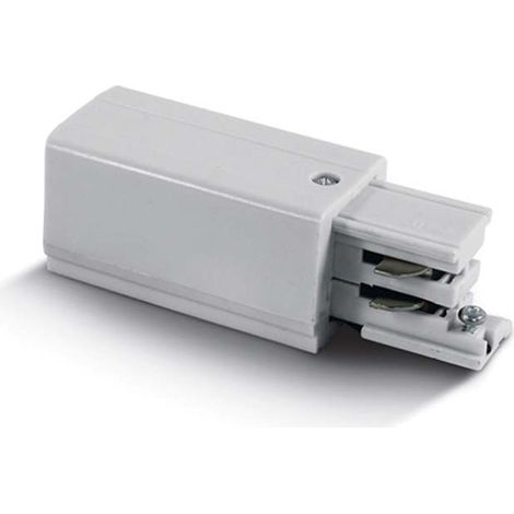 Alimentation embout Terre Gauche Pour Rail 3 Allumages Blanc ZAMBELIS