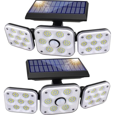 Projecteur Solaire - 138 LED - Détecteur De Mouvement - 270° Réglable - IP44 - 3 Modes Éclairage - Pour Jardin Cour Extérieur - Lot De 2 (1/5)