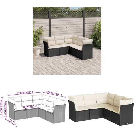 5-tlg. Garten-Sofagarnitur mit Kissen Schwarz Poly Rattan - Gartensorgaunität - Outdoor Möbel - Lounge Set - Rattan Sofa - Gartenlounge - Home & Living (1/3)