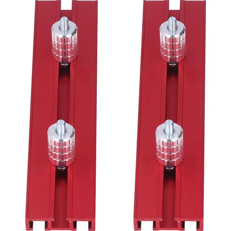 Jeu de butoirs de rabotage bois avec goujons d'établi et serre-établi en alliage aluminium rouge argent 2 butoirs 4 goujons 4 vis pour établi scie circulaire gravure 15,8mm (1/5)
