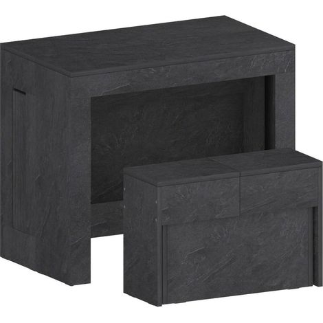 Dmora - Tisch- und Stuhlset Crispin, Mehrzweckkomposition, Set mit Konsole und 1 ausziehbarer Bank, 100 % Made in Italy, 66 x 25 x 45 cm, Schiefer
