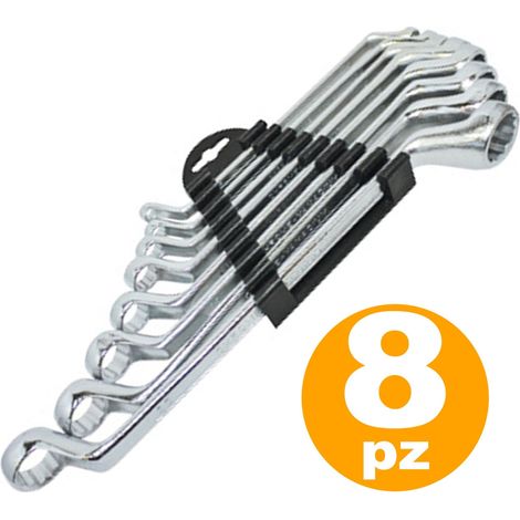 TRADE SHOP - 8 X Chiavi Ad Anello In Cromo Vanadio Misura Dalla 6 Alla 22 Attrezzi -