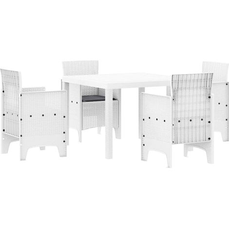 Ensemble de salle à manger pour jardin 5 pcs,Salon de jardin Blanc Rattan Polt CFW62879 (1/5)