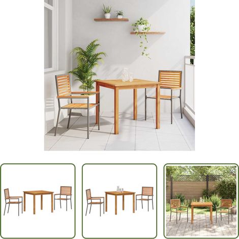 Terrasse - Ensemble de salle à manger pour jardin 3 pcs Gris (1/5)