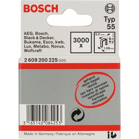 Schmalrückenklammer Typ 55, geharzt 6 x 1,08 x 16 mm, 3000er-Pack (1/4)