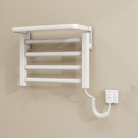 Sèche-serviettes électrique mural pour salle de bain, alliage d'aluminium, température constante, protection IPX4, blanc. (1/5)