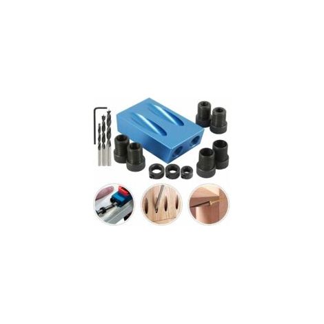 Kit de plantillas para agujeros ocultos de 14 piezas - Posicionador de punzón de 15°, herramienta para carpintería, posicionador de agujeros para tornillos, kit de perforación, abrazaderas para carpin