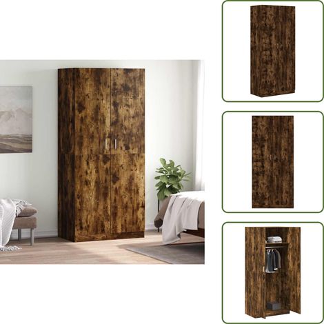 Garde-robe Chêne fumé 90x52x200 cm Bois d'ingénierie - Meuble De Rangement - Armoire - Placard - Dressing - Meuble Chambre (1/5)