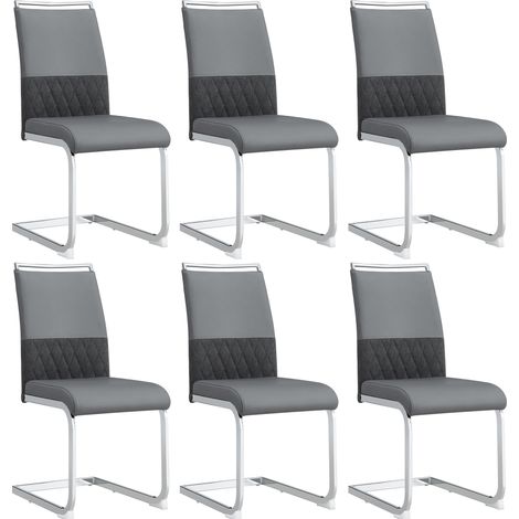 Sillas de comedor modernas 6 piezas gris con respaldo de PU y lino (1/5)