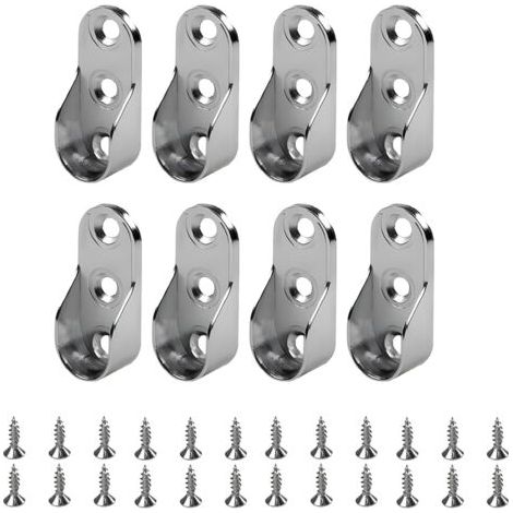 Lot de 8 Barre de penderie,Support Tringle,Penderie Ovale Support Barre Penderie Alliage de Zinc Nickelé pour Tringle Vetement Dressing