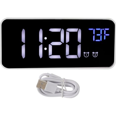 LED-Digitalwecker mit Thermometer, Schlummerfunktion und USB-Ladeanschluss – Silberfarbene Büro- oder Schlafzimmerdekoration (1/5)