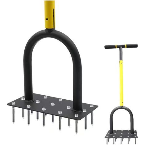 Pour Aérateur de pelouse – Outil aérateur d'herbe avec 15 pointes, aérateur manuel en métal pour pelouse, outil aérateur de jardin pour sol compact (1/5)
