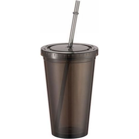 Gobelet à double paroi avec paille, gobelets en plastique, gobelets réutilisables pour café glacé, gobelets transparents (1/5)