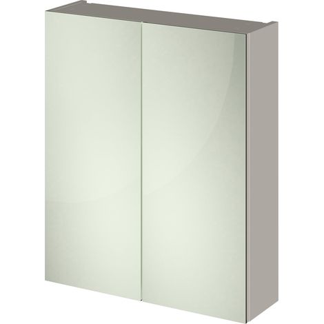 Hudson Reed Fusion Mirrored Bathroom Cabinet (50/50) 600mm Wide - Pebble Grey (1/2)