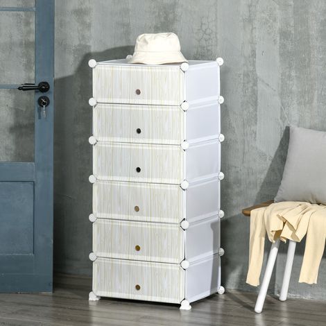 Scarpiera modulare 49x36,5x108 cm bianca, 6 cubi impilabili, soluzione economica per organizzare (1/5)