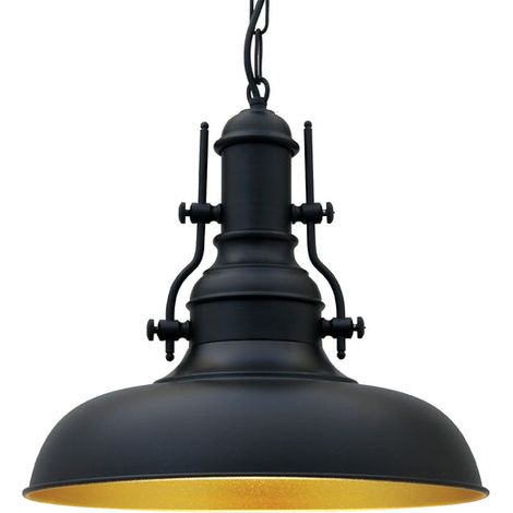 Nota Suspension Industrielle en Métal Noir Peint à la Main – Lustre Vintage E27 Ø31 cm pour Salon, Chambre ou Salle à Manger (1/5)