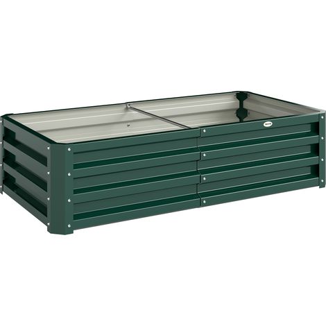 GagaCarré potager de jardin rectangulaire tôle d'acier ondulée 120 x 60 x 30 cm vert foncé (1/5)