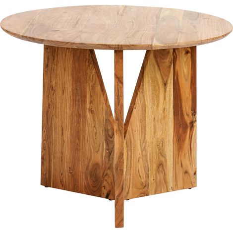 Mesa de comedor redonda de madera de acacia clara estilo rústico 100 cm Arran
