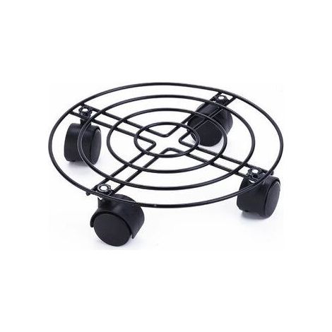 Support à roulettes pour pots de fleurs 🔥 Édition noire 🔥 25 x 6 cm Rouleur pour pots d'intérieur Support à roulettes en acier, revêtement noir, avec rebord Charge maximale : 60 kg (1/4)