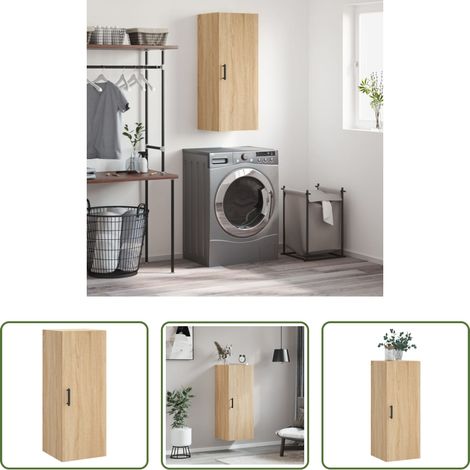 Holzschrank - Wandschrank Sonoma-Eiche 34,5x34x90 cm (1/5)