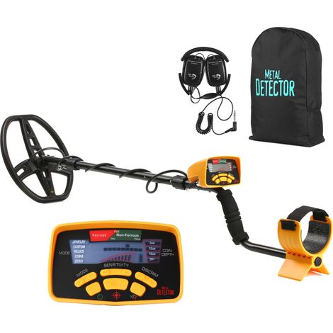 Détecteur de métaux professionnel haute sensibilité pour la recherche d'or, de bijoux et de trésors, avec écran LCD, casque et sac à dos inclus. (1/5)