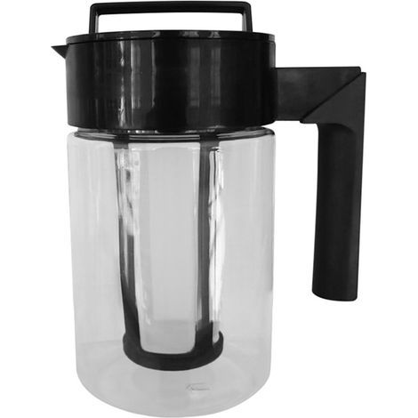Machine à café glacée domestique Simple avec filtre, couvercle d'étanchéité, poignée en silicone antidérapante, matériau PC 900ML, noir (1/5)