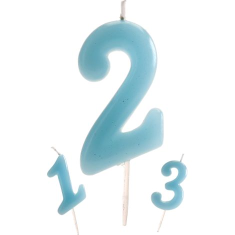Bougie Anniversaire Chiffre 2 Bleu Bébé 5,5 cm pour Gâteau (1/5)