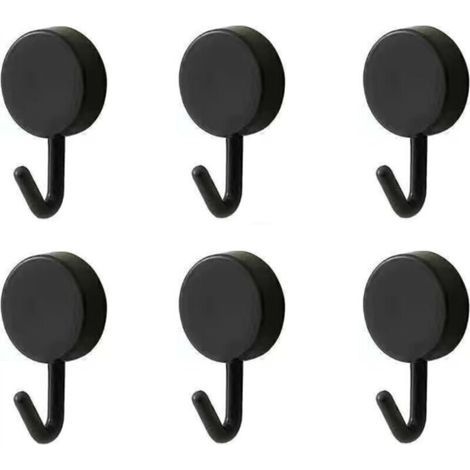 Adhesive Hooks, Pretty Decorative Wall Hooks, Suitable for Hanging Baby Straps, Hats, Towels, and Keys, Set of 6, Black. (1/2)